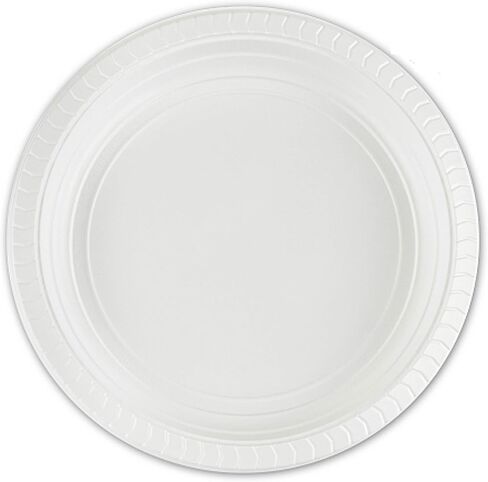 PLASTICPRO 6 inch Round Plastic Plates Microwaveable, Disposable, White, Dinnerware 100 Count in Kuwait