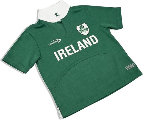 Lansdowne Green Ireland Shamrock Crest Performance Short Sleeve Kids Rugby Shirt in Kuwait