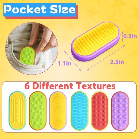 6PCS Sensory Fidget Toys for Kids Adults, Magnetic Fidget Sliders Silicone Textured, Quiet Stress Toys for Autism ADHD Classroom Prizes Must Haves, Office Desk Portable Fidgets (Multicolor) in Kuwait