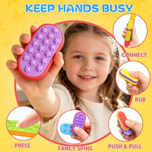 6PCS Sensory Fidget Toys for Kids Adults, Magnetic Fidget Sliders Silicone Textured, Quiet Stress Toys for Autism ADHD Classroom Prizes Must Haves, Office Desk Portable Fidgets (Multicolor) in Kuwait