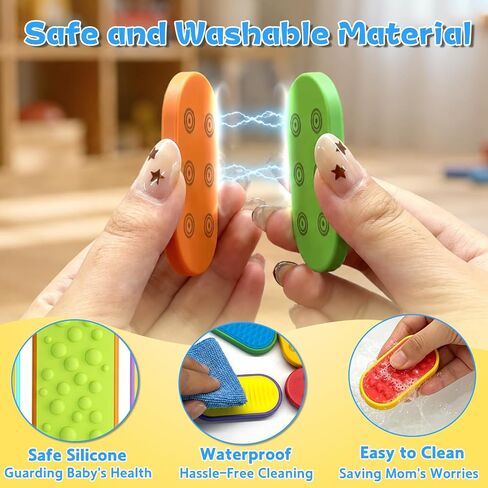 6PCS Sensory Fidget Toys for Kids Adults, Magnetic Fidget Sliders Silicone Textured, Quiet Stress Toys for Autism ADHD Classroom Prizes Must Haves, Office Desk Portable Fidgets (Multicolor) in Kuwait