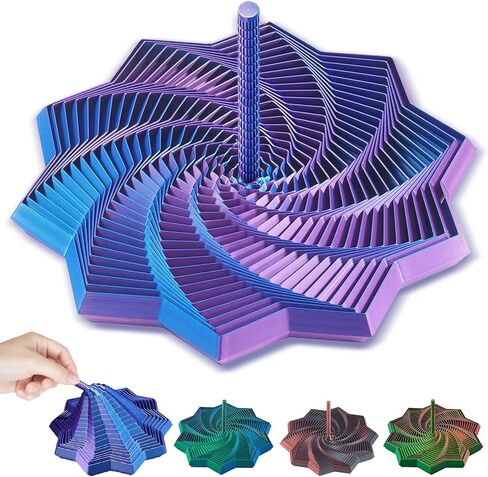 3D Printed Expanded Sensory Fidget Star, Fractal Stress Relief Spinning Tower Toy with Handle, Polygonal Honeycomb Whirling Spiral Design, Stocking Stuffers Gift for Adults Teens ADHD Office Desk in Kuwait