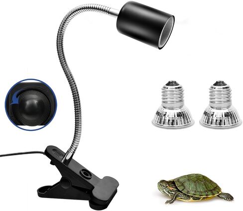 Techsea Reptile Heat Lamp with 360° Rotatable Clips, UVA + UVB Spectrum, 2 Light Bulbs (Black-1 Pack) in Saudi Arabia