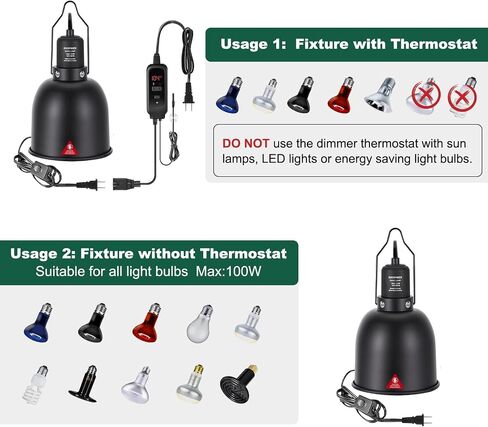 DXOPHIEX 5.5 inch Reptile Heat Lamp Fixture with Dimming Thermostat in Kuwait