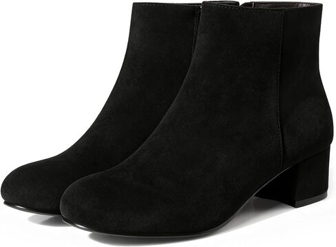 CAMSSOO Gogo Short Ankle Boots for Women Side Zip Low Block Heel Booties | 1.8" Chunky Low Suede Material: Non-Slip Rubber Sole for Steady Walk, Great for Daily Office Work, Travel, Shopping. in Kuwait
