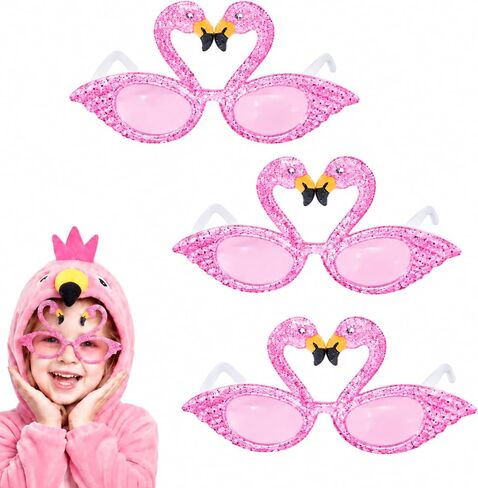 Weewooday 12 Pieces Glittered Flamingo Sunglasses Flamingo Birthday Party Decorations Hawaiian Tropical Glasses Halloween Novelty Eyewear for Women Kids Adults Fancy Dress Beach Festivals Suppies in Kuwait
