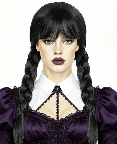 JoneTing Brown Wig【+ Wig Cap】 Princess Wig for Adult Long Brown Wig With 2 Braids Cosplay Wig for Women Peluca Trenza Marrón Synthetic Wig Brown Braided Wigs for Halloween Party in Kuwait
