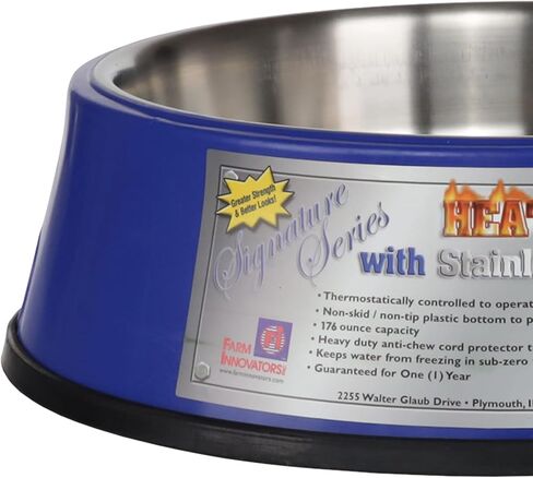 Farm Innovators SB-60 Signature Series 5.5 Quart Electric Heated Pet Water Bowl with Stainless Steel Insert, Thermostatic Control, 60 Watt in Kuwait