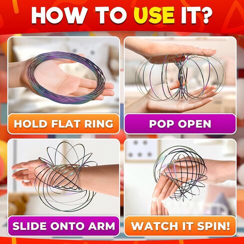 Kinetic Flow Ring Spinner, 5.1" Steel Fidget Bracelet for Adults in Saudi Arabia