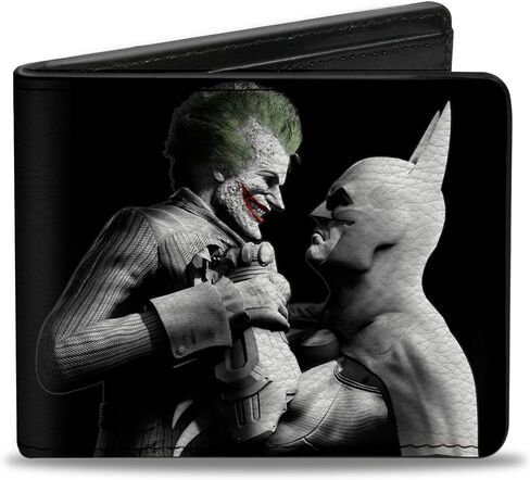 محفظة للجنسين من باكل داون مطبوع عليها عبارة Arkham City Batman & Joker Fight Pose أسود/رمادي/ أبيض مزدوج الطي in Kuwait