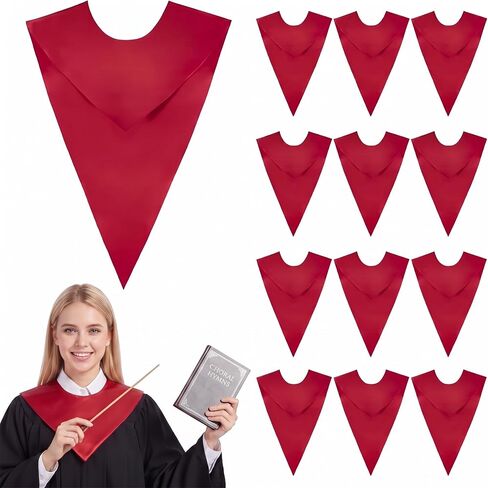 Sureio 12 Pieces V Shape Choir Stole Graduation Stole Unisex Adult Plain Reversible for Choir Members Graduation Party in Kuwait