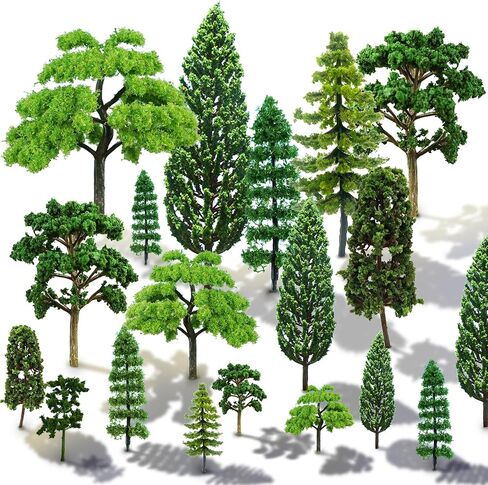 Mixed Model Trees, 42pcs, Diorama Supplies, Fake Mini Trees, Trees for Diorama for Village, Architecture, Natural Green Landscape, Railroad Scenery, DIY Crafts in Kuwait