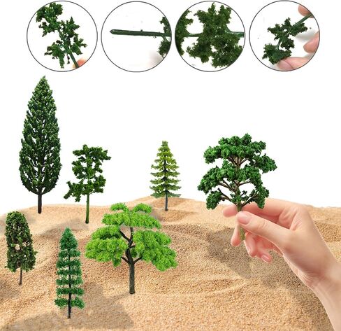 Mixed Model Trees, 42pcs, Diorama Supplies, Fake Mini Trees, Trees for Diorama for Village, Architecture, Natural Green Landscape, Railroad Scenery, DIY Crafts in Kuwait