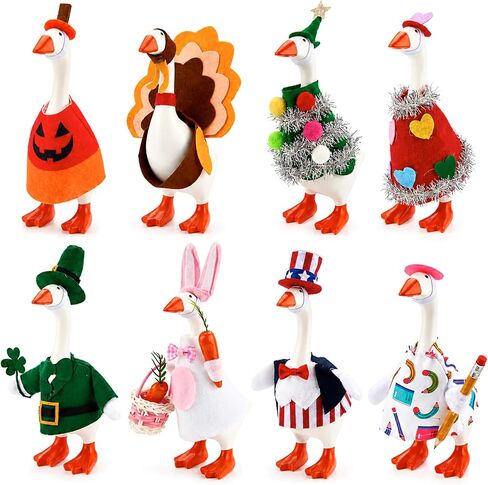 7 Inch Desk Goose Statue with 4 Knitted Outfit, Magnetic Goose Key Holder in Saudi Arabia