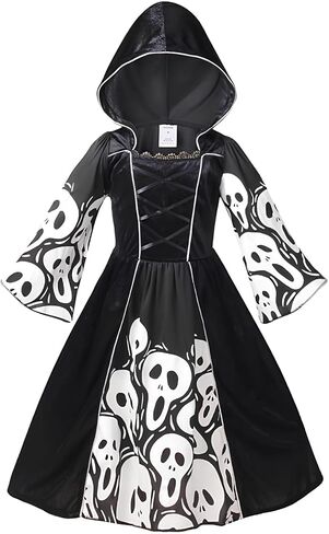 yolsun Skeleton Ghost Witch Costume for Girls, Glow in The Dark, Halloween Fearsome Costume in Kuwait