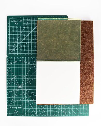 5 Pcs Leather Punch Pads Set， A4+A5 Self Healing Cutting Mats, 15x15cm Rubber And PP Punching Pads, Brown Sound Absorbing Pad, DIY Craft Tools for Leatherworking, Sewing, Quilting in Kuwait