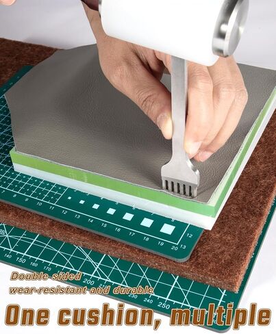 5 Pcs Leather Punch Pads Set， A4+A5 Self Healing Cutting Mats, 15x15cm Rubber And PP Punching Pads, Brown Sound Absorbing Pad, DIY Craft Tools for Leatherworking, Sewing, Quilting in Kuwait