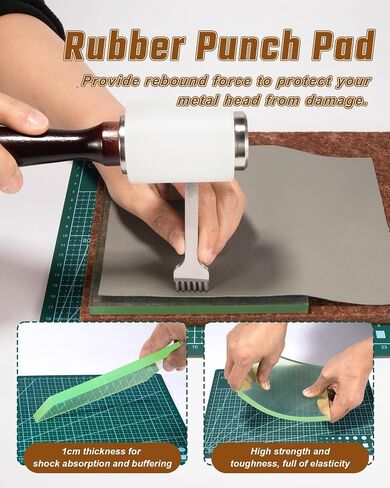 5 Pcs Leather Punch Pads Set， A4+A5 Self Healing Cutting Mats, 15x15cm Rubber And PP Punching Pads, Brown Sound Absorbing Pad, DIY Craft Tools for Leatherworking, Sewing, Quilting in Kuwait