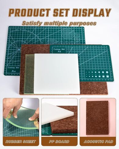 5 Pcs Leather Punch Pads Set， A4+A5 Self Healing Cutting Mats, 15x15cm Rubber And PP Punching Pads, Brown Sound Absorbing Pad, DIY Craft Tools for Leatherworking, Sewing, Quilting in Kuwait