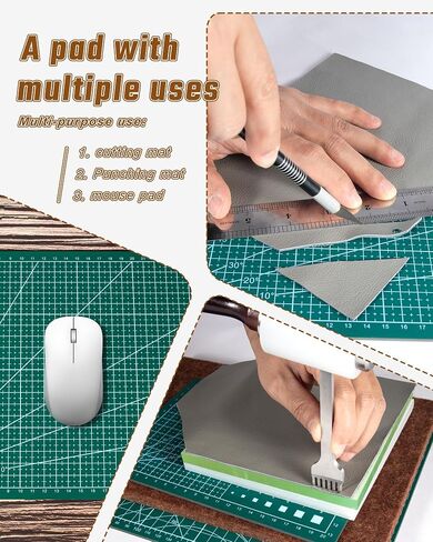 5 Pcs Leather Punch Pads Set， A4+A5 Self Healing Cutting Mats, 15x15cm Rubber And PP Punching Pads, Brown Sound Absorbing Pad, DIY Craft Tools for Leatherworking, Sewing, Quilting in Kuwait