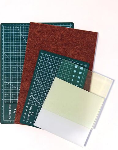5 Pcs Leather Punch Pads Set， A4+A5 Self Healing Cutting Mats, 15x15cm Rubber And PP Punching Pads, Brown Sound Absorbing Pad, DIY Craft Tools for Leatherworking, Sewing, Quilting in Kuwait
