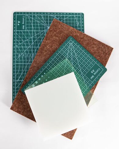 5 Pcs Leather Punch Pads Set， A4+A5 Self Healing Cutting Mats, 15x15cm Rubber And PP Punching Pads, Brown Sound Absorbing Pad, DIY Craft Tools for Leatherworking, Sewing, Quilting in Kuwait