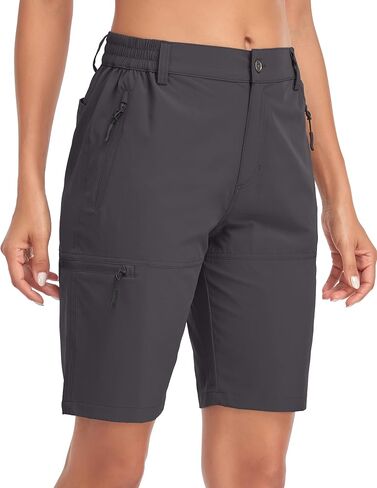 Women's 8" 10" Hiking Shorts Quick Dry Lightweight Golf Long Cargo Shorts Casual with Pockets for Travel Outdoor in Kuwait