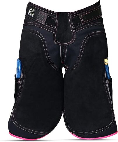Equine Care Women's Farrier Apron Chaps, Back Support, 23in, Black/Purple in Kuwait