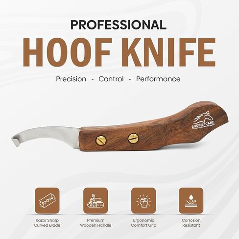 Equine Care Right-Handed Farrier Hoof Knife, Sheesham Wood Handle in Kuwait