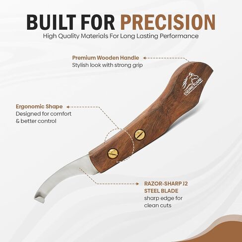 Equine Care Right-Handed Farrier Hoof Knife, Sheesham Wood Handle in Kuwait