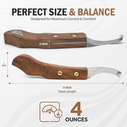Equine Care Right-Handed Farrier Hoof Knife, Sheesham Wood Handle in Kuwait