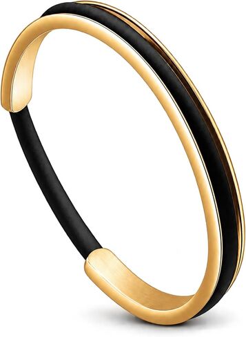 Zuo Bao Stainless Steel Bracelet Grooved Cuff Bangle for Women Girls in Kuwait
