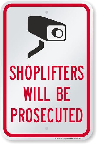 SmartSign - K-2637-PL-10 "Shoplifters Will Be Prosecuted" Sign | 7" x 10" Plastic Black/Red on White in Kuwait