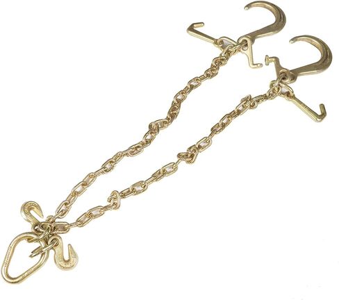 WFLNHB G70 5/16in x 3ft V-Chain Bridle 15in/8in J-Hook Tow Chain T-Hook & J-Hook w/Grab Hooks in Kuwait
