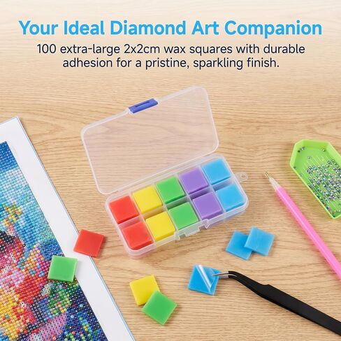 100PCS Diamond Painting Wax Kit with Storage Box, 5 Colors Strong Adhesive Wax Clay for 5D Diamond Art, Long Lasting Diamond Painting Accessories for Adults and Kids in Saudi Arabia