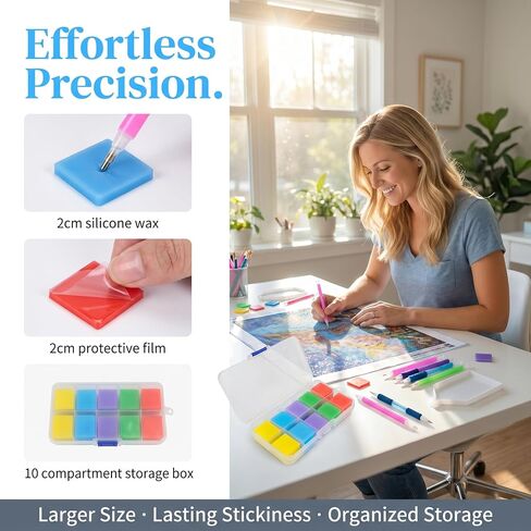 100PCS Diamond Painting Wax Kit with Storage Box, 5 Colors Strong Adhesive Wax Clay for 5D Diamond Art, Long Lasting Diamond Painting Accessories for Adults and Kids in Saudi Arabia