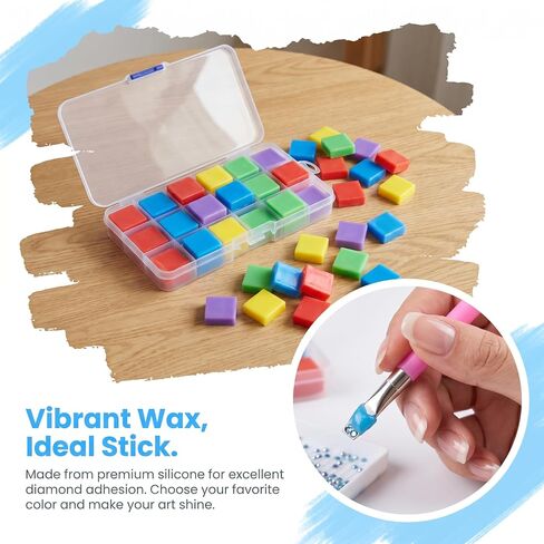 100PCS Diamond Painting Wax Kit with Storage Box, 5 Colors Strong Adhesive Wax Clay for 5D Diamond Art, Long Lasting Diamond Painting Accessories for Adults and Kids in Saudi Arabia