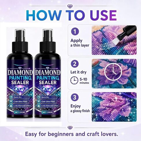 2Pc Diamond Art Sealer Spray,Quick Dry Gloss Finish Sealant for Diamond Art in Kuwait