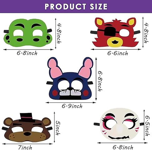 Optiacan 5 Nights Felt Masks, 12pcs Freddy's Party Masquerade Masks in Kuwait