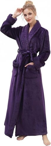 Hellomamma Long Bath Robe for Womens Plush Soft Fleece Bathrobes Nightgown Ladies Pajamas Sleepwear Housecoat in Kuwait