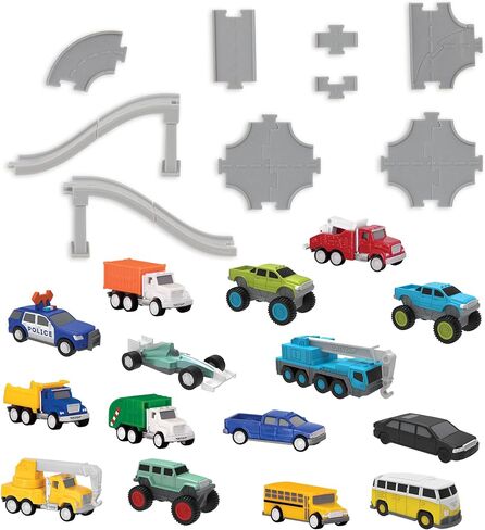 DRIVEN by Battat Pocket Pack Playset, 61-Piece Mini Car Track Toy, Mix in Saudi Arabia