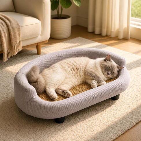 Yajuyi Pet Sofa Bed with Cooling Mat Compact Indoor Pet Sofa Bed Soft Indoor Cat Couch for Living Room, Yellow in Kuwait