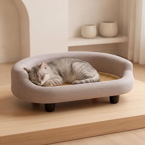 Yajuyi Pet Sofa Bed with Cooling Mat Compact Indoor Pet Sofa Bed Soft Indoor Cat Couch for Living Room, Yellow in Kuwait