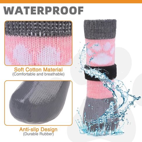 KOOLTAIL Anti Slip Dog Socks, Dog Boots for Hardwood Floors Prevent Licking, Traction Control Waterproof Rubber Sole Paw Protectors for Small Medium Large Dogs,XL in Kuwait