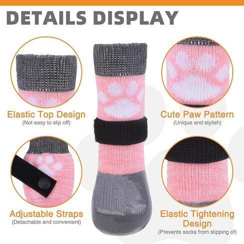 KOOLTAIL Anti Slip Dog Socks, Dog Boots for Hardwood Floors Prevent Licking, Traction Control Waterproof Rubber Sole Paw Protectors for Small Medium Large Dogs,XL in Kuwait