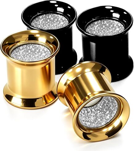 WYR Unisex Women and Men 2pcs Hollow Gold/Sliver/Black Color Stainless Steel with Zircon Screw Ear Plugs Tunnels - Ear Expander Ear Gauges Stretcher Body Piercing Jewelry 8g-5/8 in Kuwait