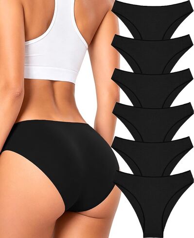 Knowyou Womens Underwear Cotton Cheeky Panties for Women Cute Stretch Bikini Breathable Panties for Ladies 6Pack in Kuwait