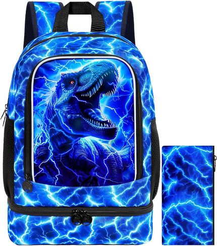 UFNDC 3PCS Boys Dinosaur Backpack, Kids Bookbag With Lunch Box, Water Resistant School Bag For Elementary Preschool Toddler in Kuwait