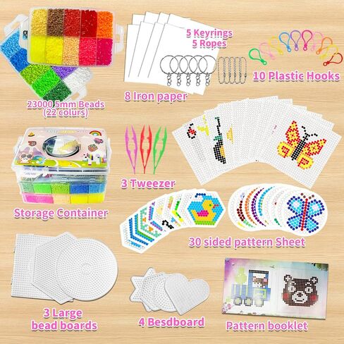 Itopstar 23000 5mm Fuse Beads Kit - 22 Colors Arts and Crafts Decorations, Toys Crafts for Kids, Teens & Adults, Gifts for Girls & Boys Age 5+ Craft Kits Gifts for Birthday Christmas in Kuwait