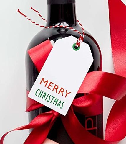 K-Kraft Christmas Gift Tags with String - 25-Pack - Festive Kraft Tags with Pre-Tied Red & White Baker's Twine - Perfect for Easy Wrapping Holiday Presents! in Saudi Arabia
